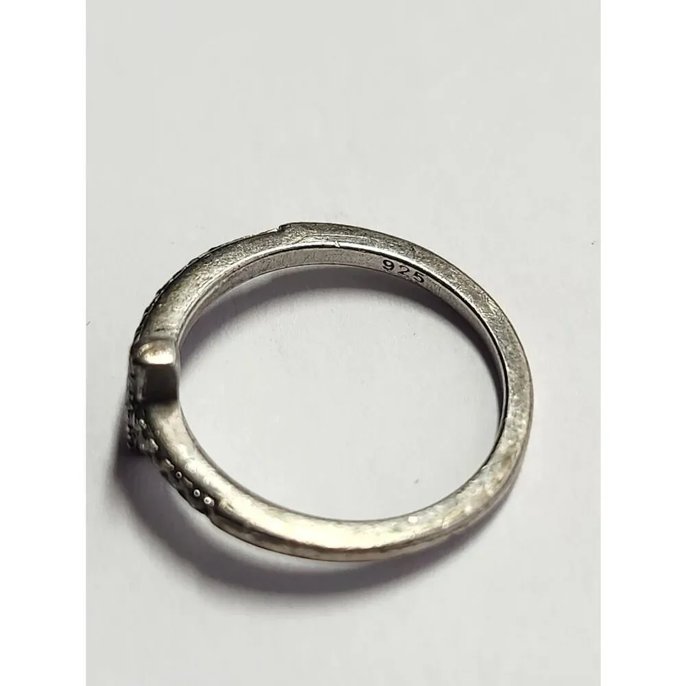 Sterling Silver Cross Pavé Ring Size 5.75